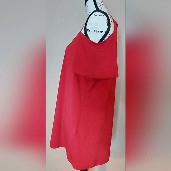 INC Women's Short Sleeve Cold Shoulder Red Blouse Size XL - Picture 3 of 7